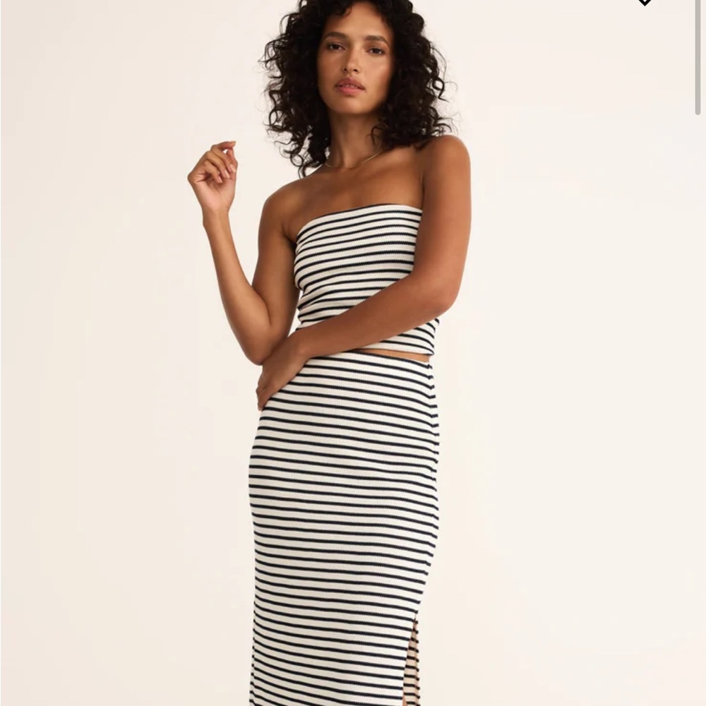 Z Supply Black and White Striped Midi Skirt and tube top NWOT selling as a set